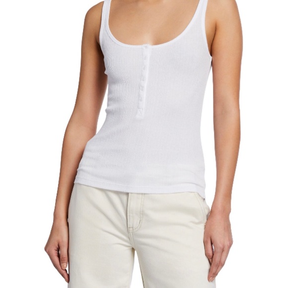 Vince Henley Ribbed Knit Cotton Camisole L - Picture 1 of 6